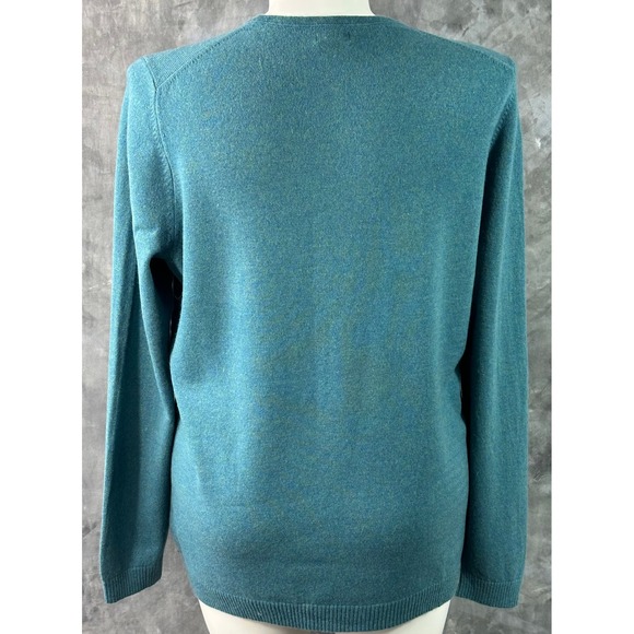 LL Bean Women's 100% Cashmere Aqua Blue Crew Neck Sweater sz 2X (15889) - Picture 4 of 7